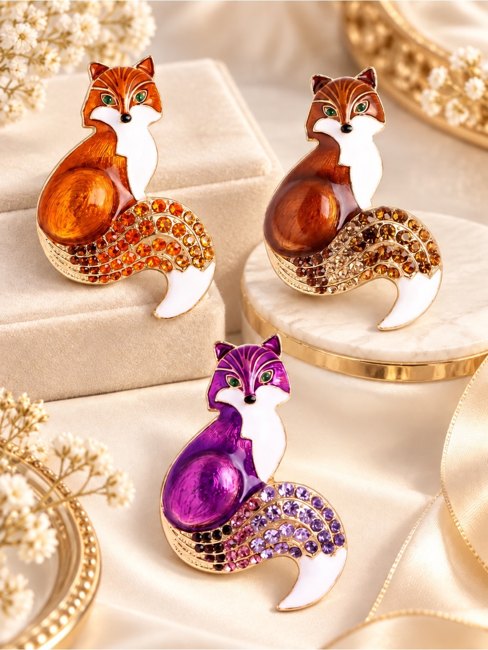 The Eleanor Collection Enchanted Fox Brooch • Jeweled Lacquer Statement Pin